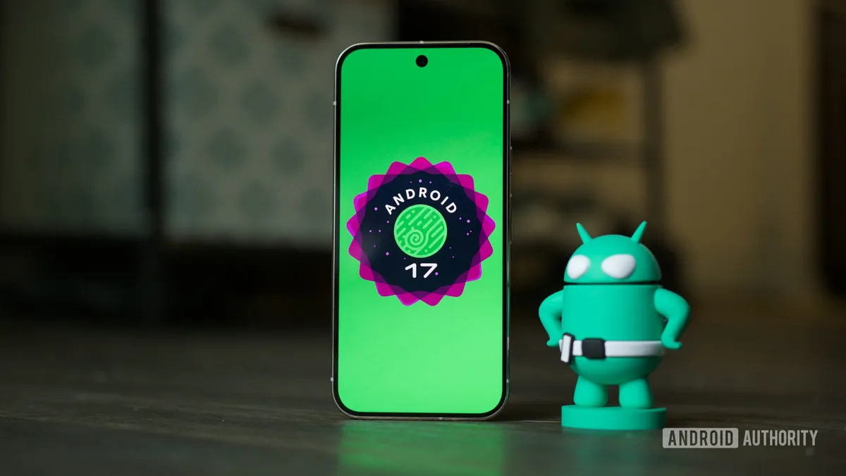 Логото на Android 17 върху телефон Pixel