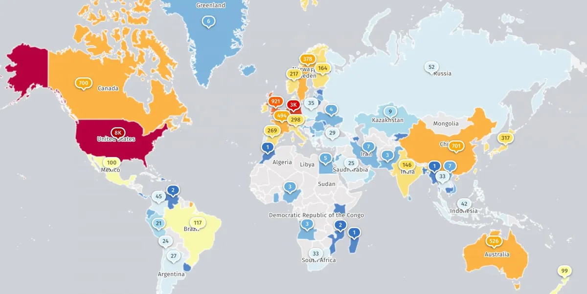 Графика на достъпните от интернет NetScaler апарати по данни на Shadowserver