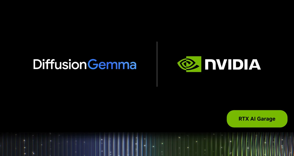 Илюстрация на DiffusionGemma върху NVIDIA GPU