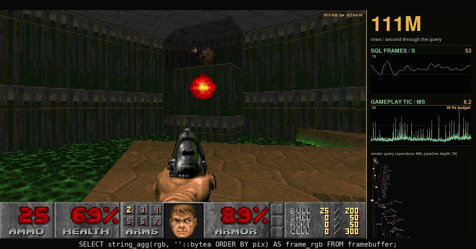 Doom изцяло в SQL: 5900 реда и 89 CTE