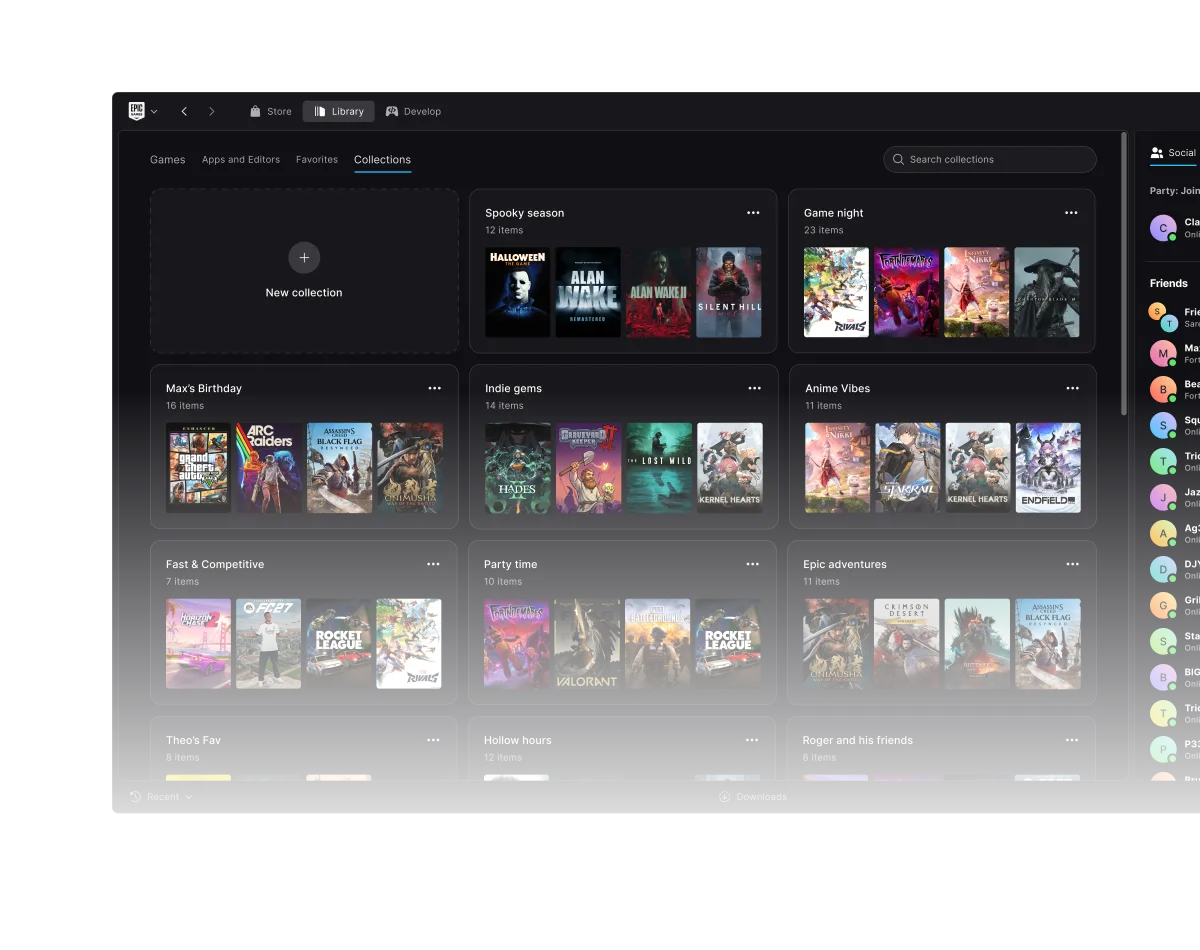 Новата библиотека с изгледи и колекции в Epic Games Launcher
