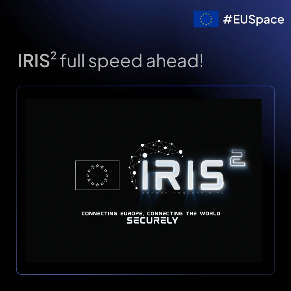 Художествена визуализация на спътниците от IRIS² в орбита