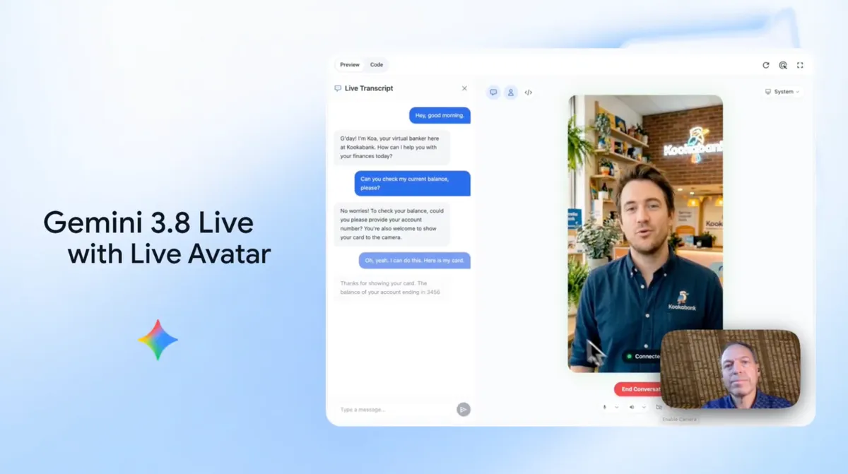 Интерфейсът на Live Avatar в конзолата на Gemini Enterprise
