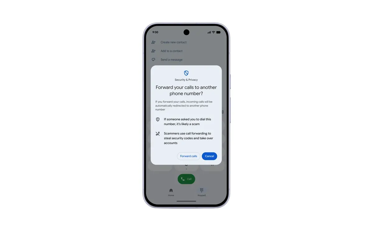 Предупреждение на Android при опит за пренасочване на обаждания