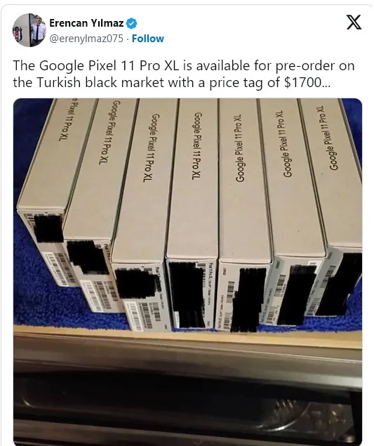 Кутии с Google Pixel 11 Pro XL, снимани в Турция преди обявяването
