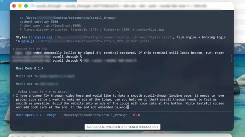 Muse Code 0.1.7 в терминала на macOS