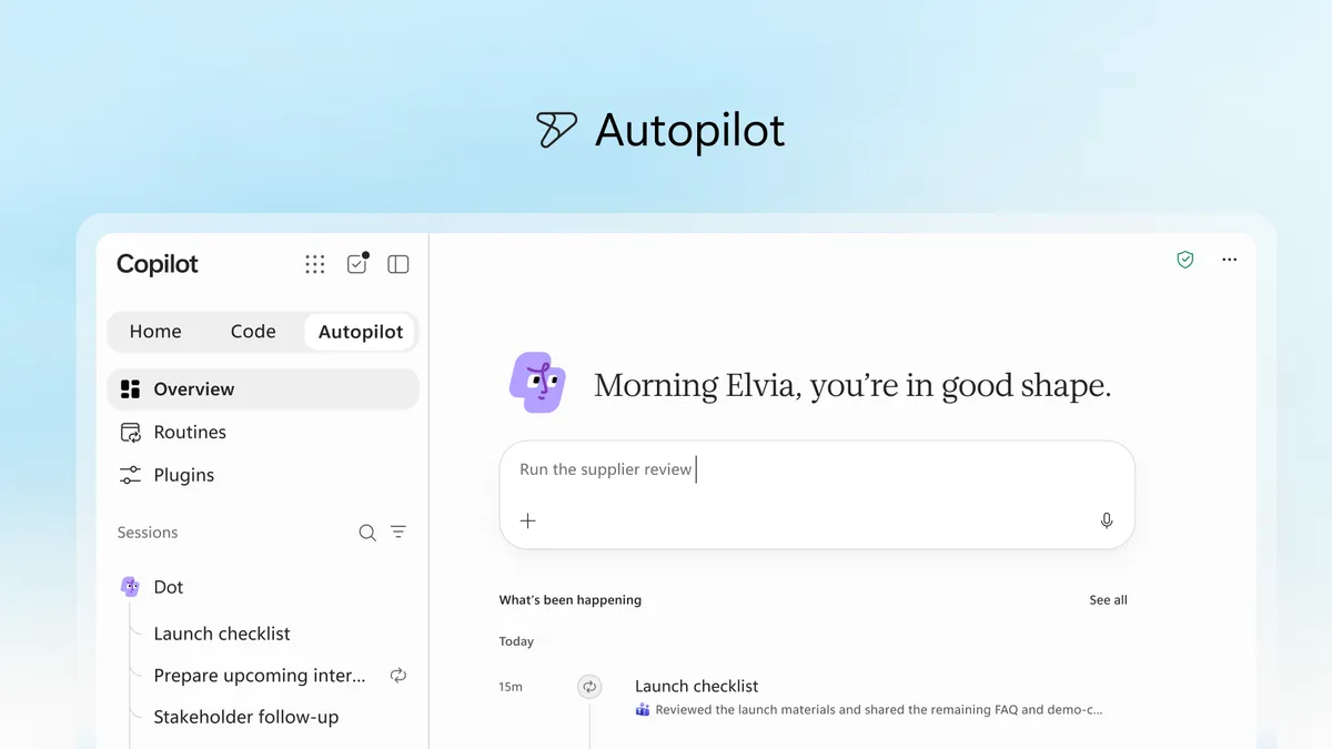 Разделът Autopilot в новия Copilot