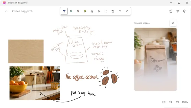 Новото приложение Microsoft Ink Canvas за писане с писец