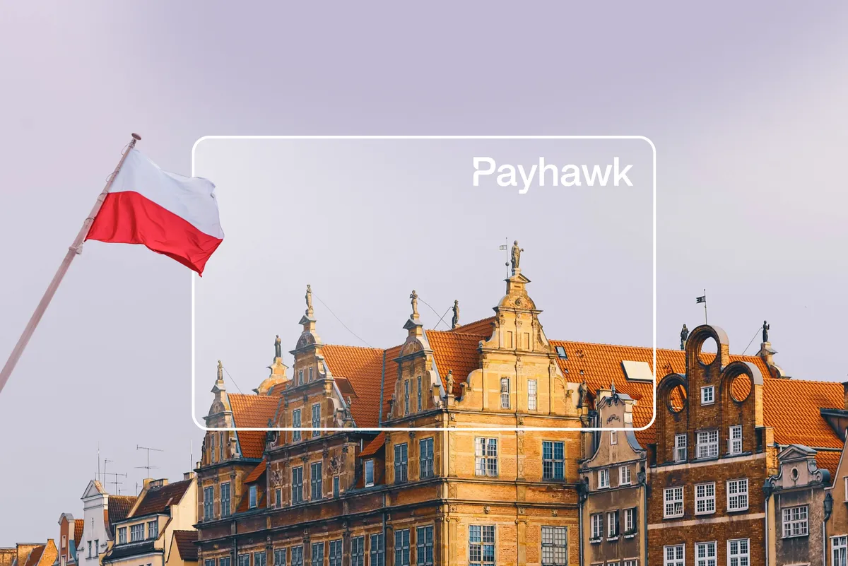 Варшава и полското знаме в обявлението на Payhawk