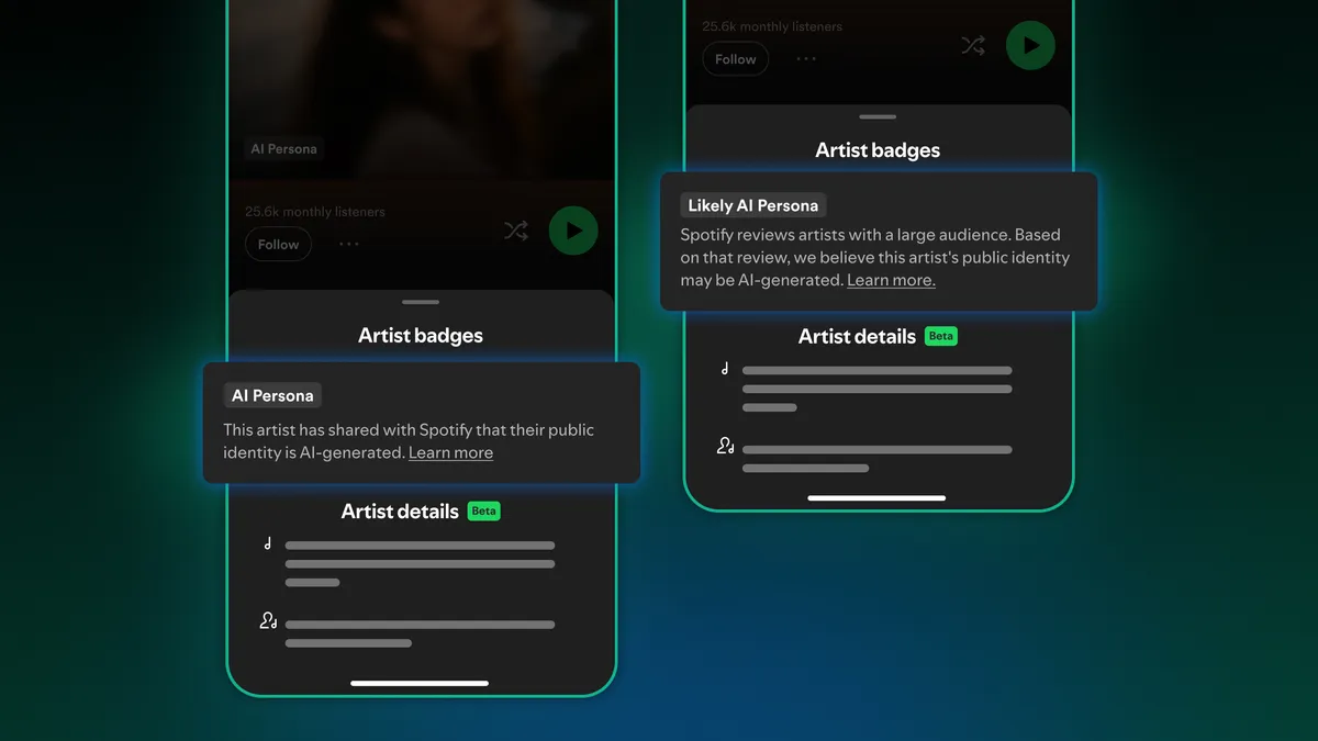 Как изглежда значката AI Persona в профила на изпълнител