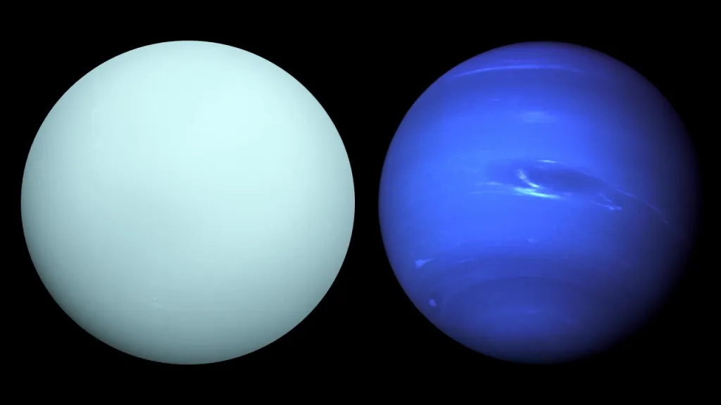 Уран и Нептун, заснети от Voyager 2