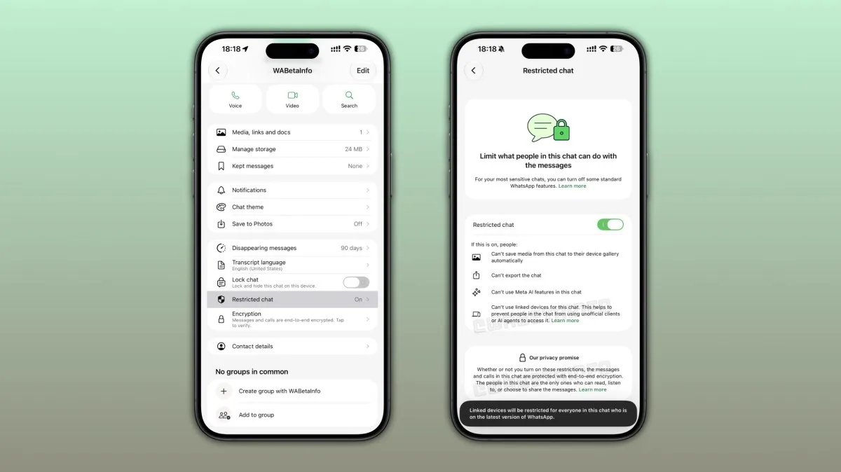 WhatsApp Restricted Chat: заключени чатове в бета