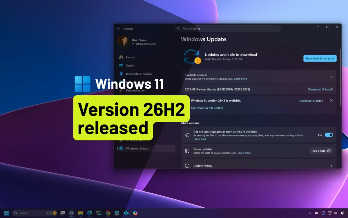 Windows 11 26H2 билд 26300.9278