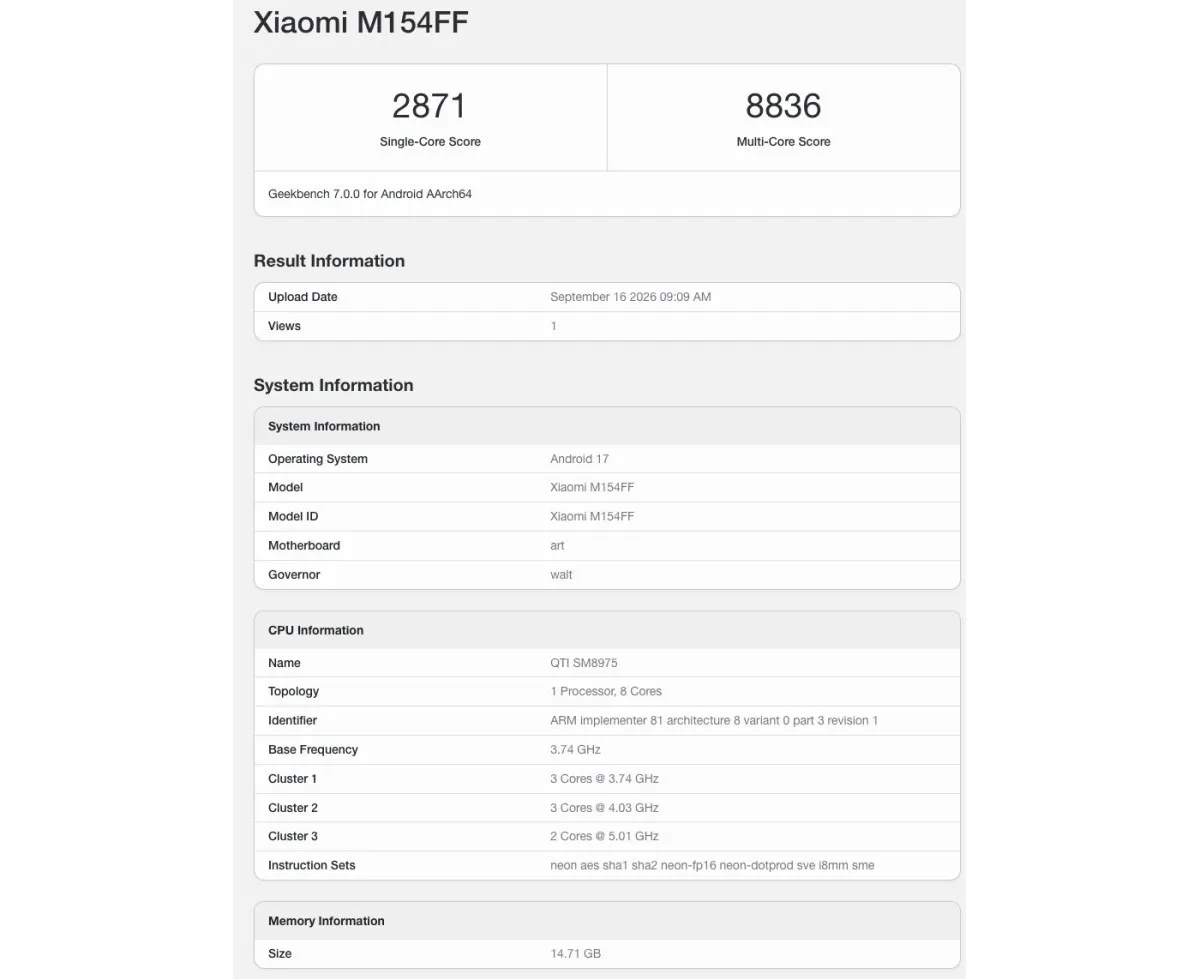 Xiaomi 18 Pro в Geekbench: чипсетът разочарова