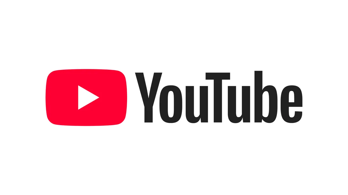 Логото на YouTube върху официален фон от брандинг материалите на платформата